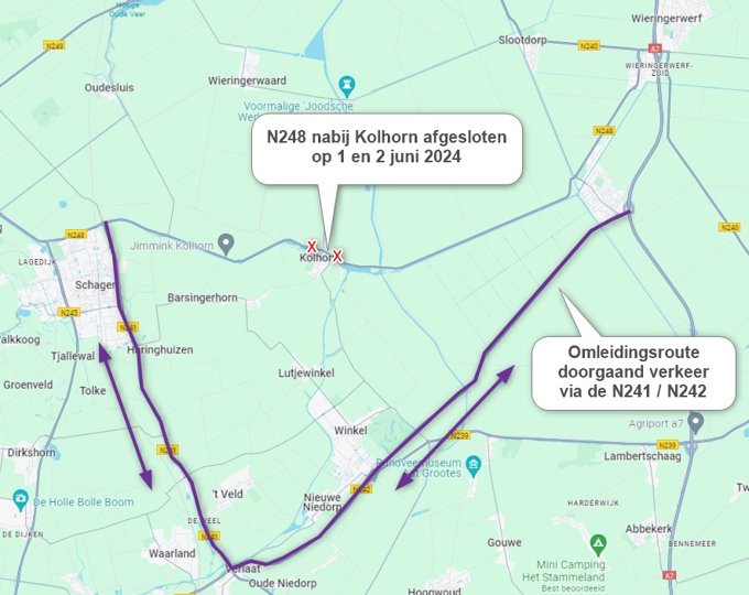 Werkzaamheden kruising N248 Waardpolderhoofdweg op 1 en 2 juni 2024