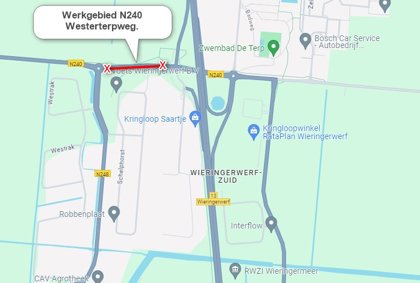 Brugonderhoud op N240 Westerterpweg van 2 t/m 4 september 2024 - gemeente Hollands Kroon