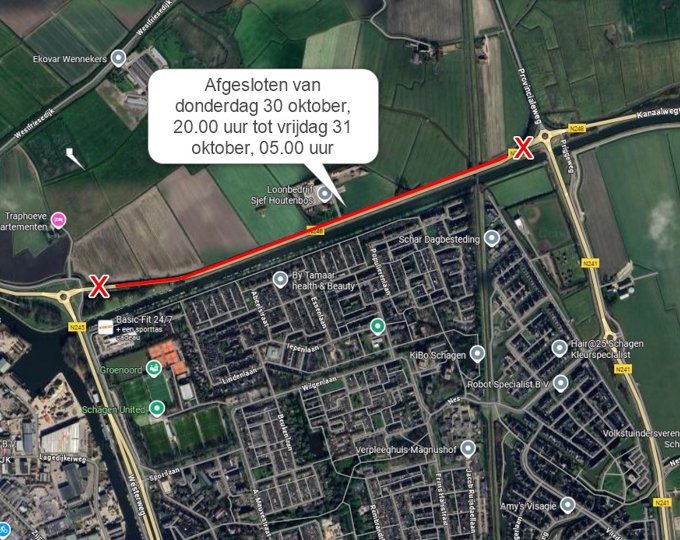 N248 Kanaalweg dicht in de avond en nacht van 30 op 31 oktober 2025 - gemeente Schagen N248 Kanaalweg dicht in de avond en nacht van 30 op 31 oktober 2025 - gemeente Schagen
