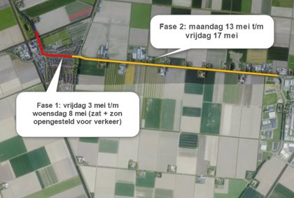 Asfaltwerkzaamheden N240 Slootdorp tussen 3 en 17 mei 2024 - gemeente Hollands Kroon