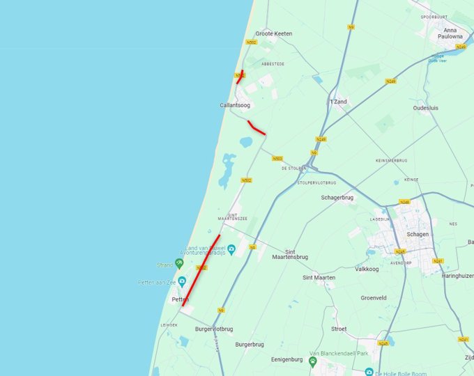 Fietspadherstel N502 - delen fietspad afgesloten tussen Petten en Groote Keeten op 23 en 24 mei 2024