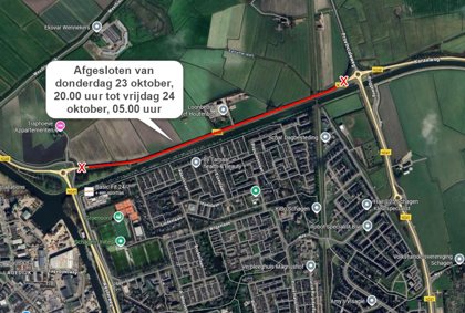 Werkzaamheden: N248 Kanaalweg dicht in de avond en nacht van 23 op 24 oktober 2025 - gemeente Schagen