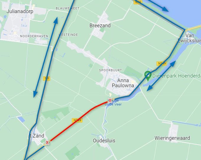 Werkzaamheden Zijperviaduct N249 op 8 en 9 juni 2024